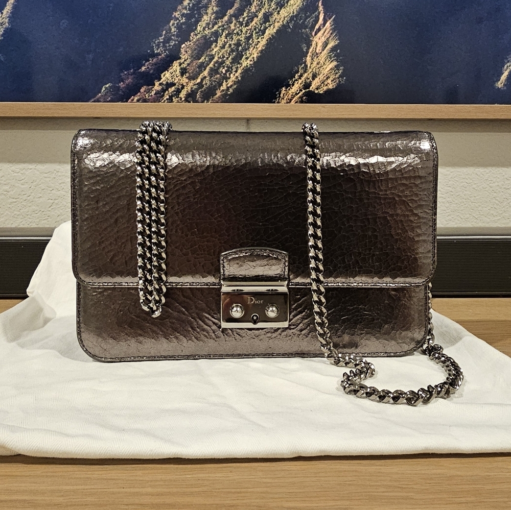 Dior Metallic Silver Chain Bag